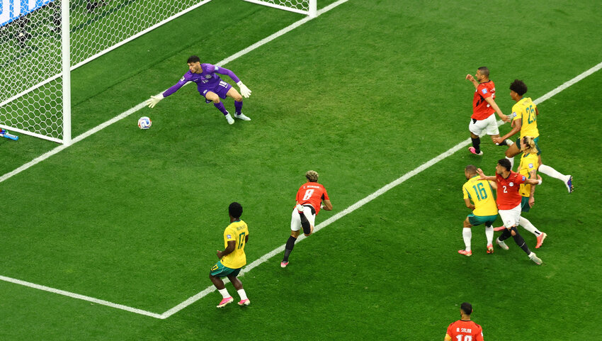 Egypt's Emam Ashour scores their first goal
