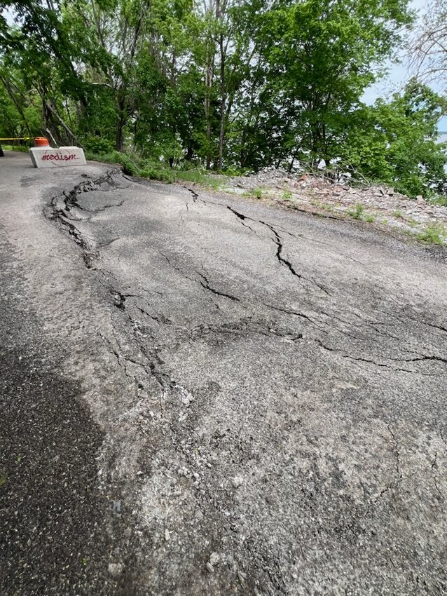 The Mississippi River Road in southern Montrose has collapsed again. The road fell on April 28 after heavy rains, and city officials are waiting for information and the settling to stop before it makes a decision going forward.