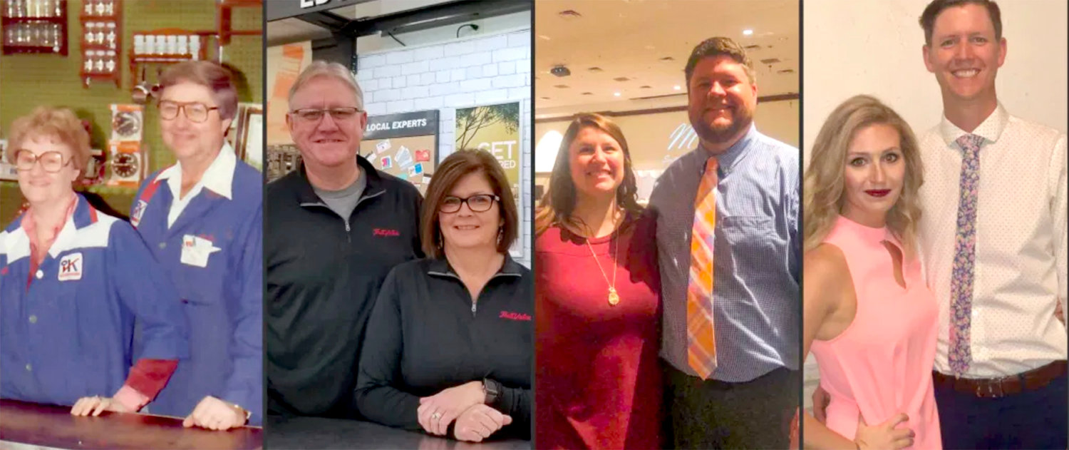 Through the years: Bob and Barb Kempker, Chuck and Dawn Kempker, Jason and Kimberly Kempker, and Dustin and Sarah Kempker are celebrating 50 years in business this year with events planned for Oct. 2 and 3. Image courtesy of Kempker's True Value and Rental Inc.