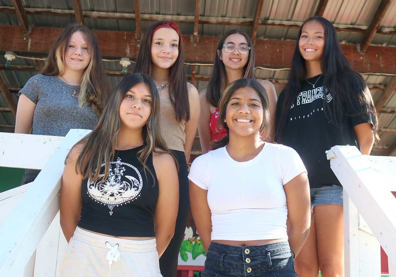 The 2021 Mexican Fiesta queen candidates front row left to right are Bella Estrada and Jessiona Jaciunde. Back row left to right are Marlee Wieler, Olivia Puga-Vass, Shayna Eid and Hattie Schrepfer. Not pictures are Ada Taylor and Marrissa Frantz. This year's event runs from Sept. 16-18 and donations are still needed to help with some unexpected costs this year. Photo by Chuck Vandenberg/PCC