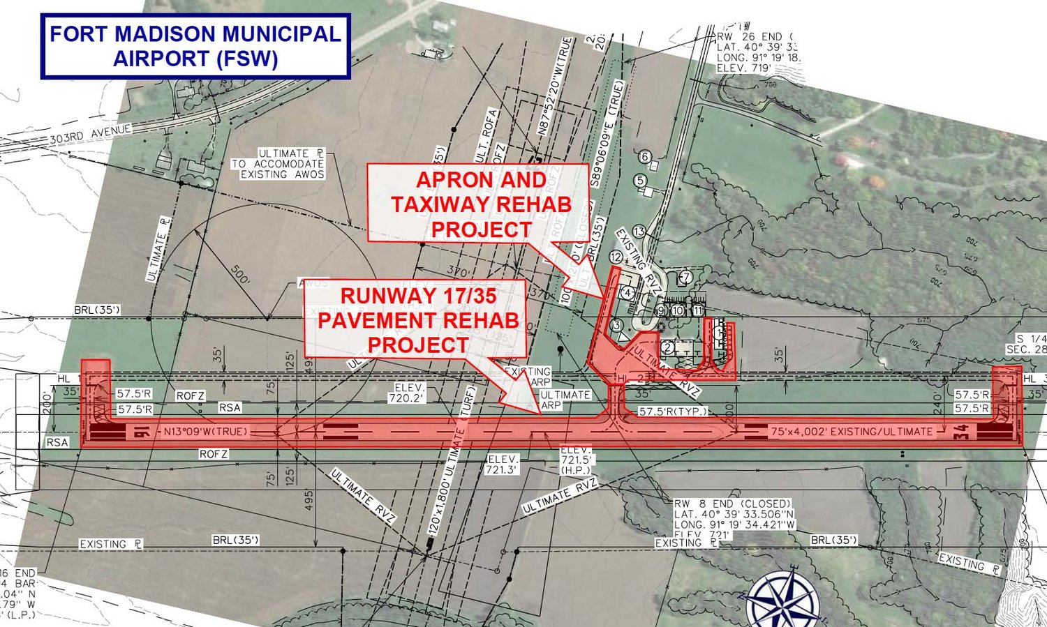 A rehabilitation of the Fort Madison Airport runway is on the commission 5-year plan. Image courtesy of City of Fort Madison