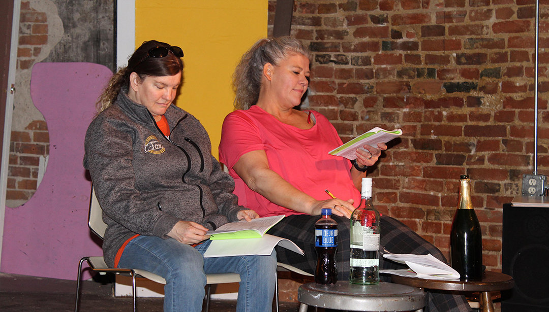 Richar Abel (left) and Tedra Olson Edwards (right) rehearse a scene for "Crazytown." Photo courtesy of OFP