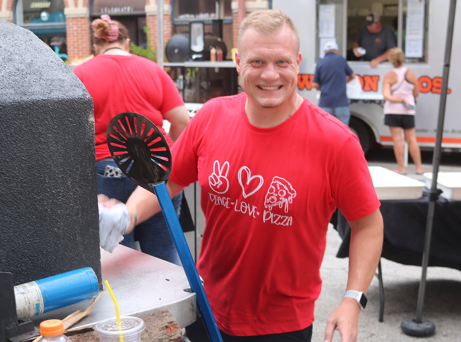 Coal Haus Founder Chase Gibb was down in Fort Madison Thursday peddling his coal fired pizzas as part of the city's second Downtown Summer Market of the year.