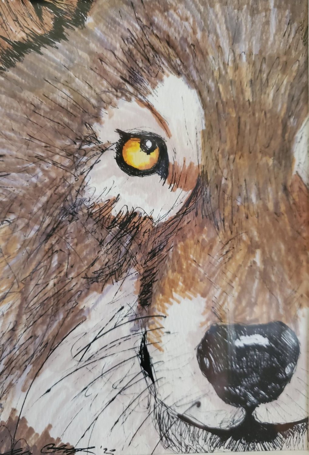 Wolf drawing by local artist Leo Clark