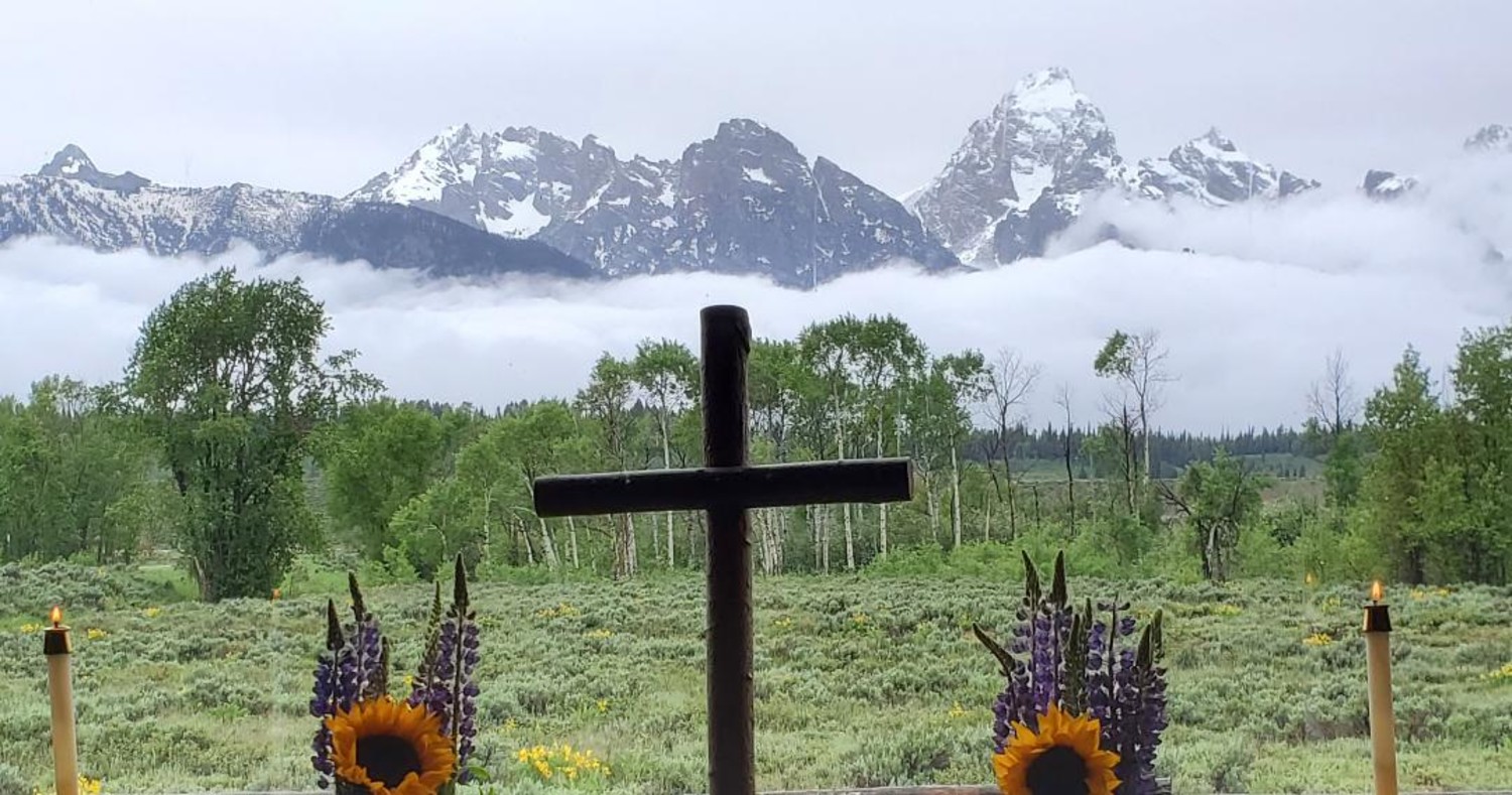 Picture window at the alter of the Chapel of the Transfiguration in the Grand Teton National Park. Photo by Curt Swarm