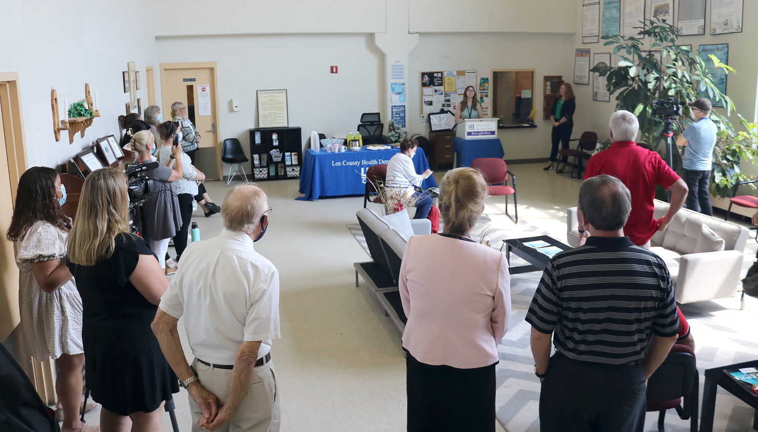 Dignitaries, Lee County Health Department staff, and media gathered at a press conference Thursday to announce a $500,000 federal grant to boost rural healthcare workforce in southeast Iowa.