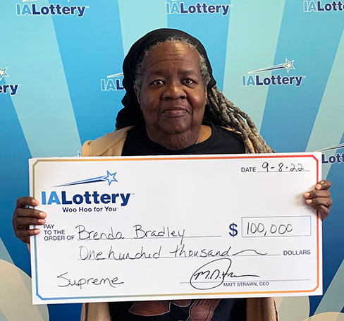 Brenda Bradley of Keokuk won $100,000 on a lottery ticket purchased at Hy-Vee in Keokuk.