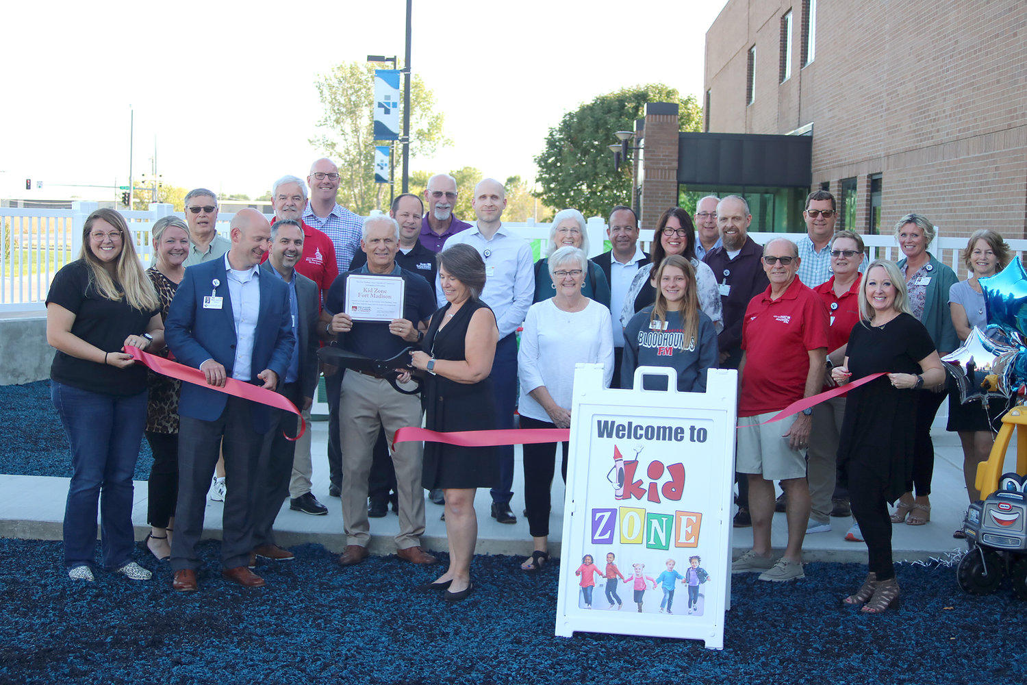 Officials with Great River Health System and Southeast Iowa Regional Medical Center cut the ribbon on the new Kid Zone that has opened at the Fort Madison campus Tuesday afternoon in Fort Madison.
