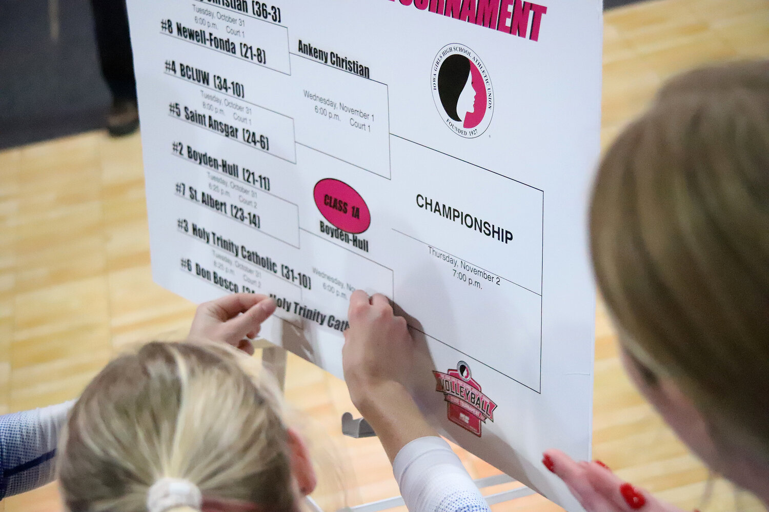 The Crusaders put their sticker on the bracket for the 1A semifinal match with Boyden Hull set for Wednesday in Coralville.