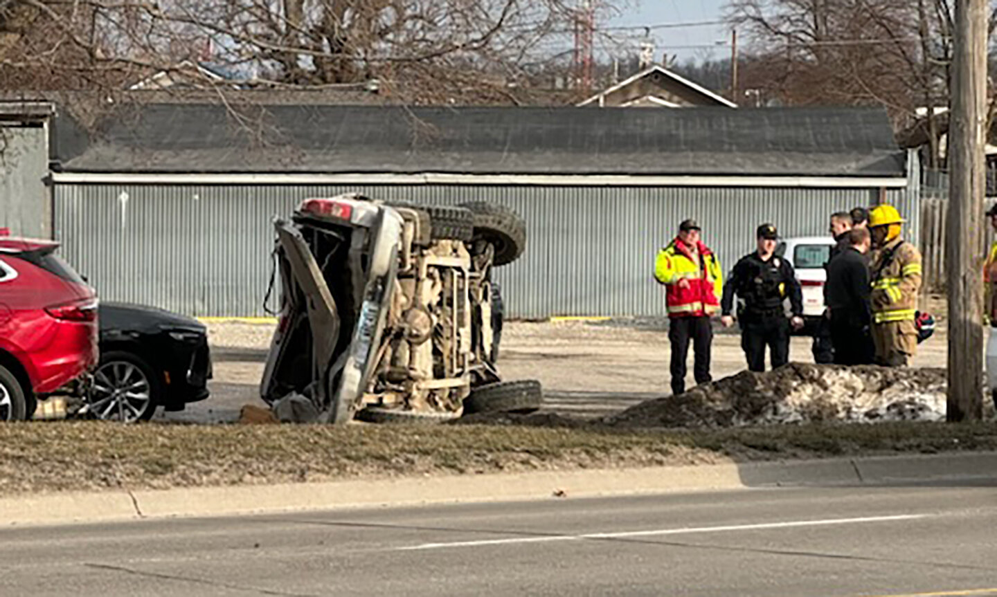 A truck involved in a high-speed chase through the west side of Fort Madison rolled into the parking lot at Amigos Thursday morning. The suspect, Ronald Stegall of Fort Madison, was arrested and charged with eluding and possession of methamphetamine.