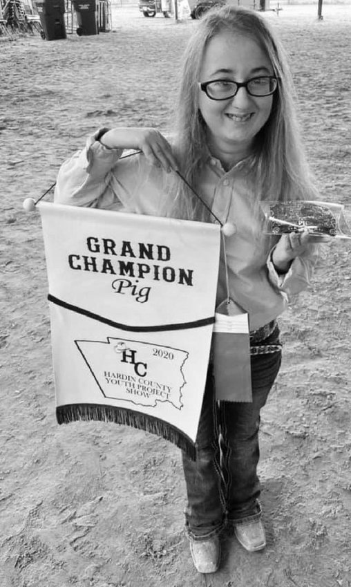 Stormie Moore of the Hardin-Jefferson FFA had the Grand Champoion Pig which brough $3,000 at the auction. COURTESY PHOTO | SILSBEE BEE