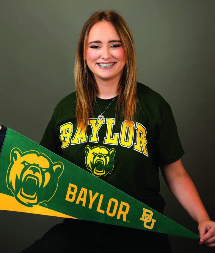 Isabell Merritt sporting Baylor colors with pride.