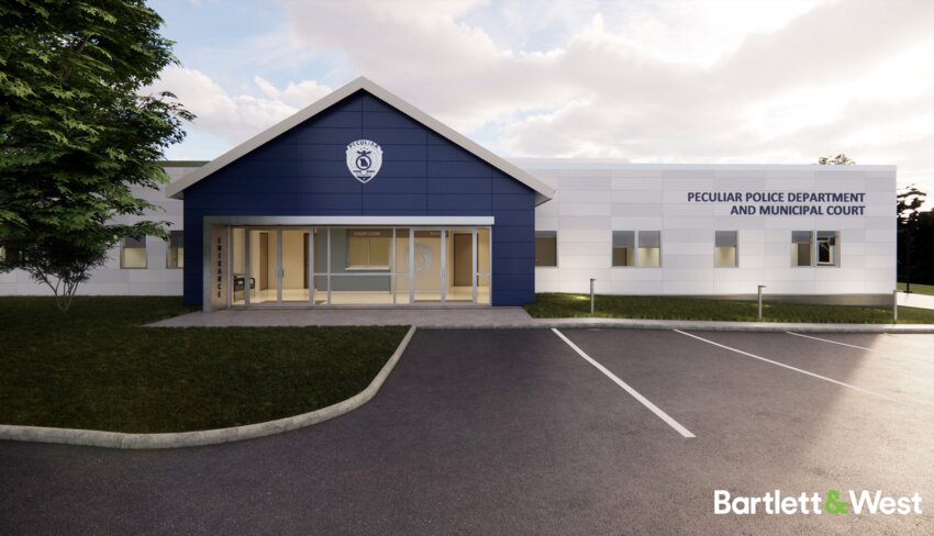 An architect's rendering for the proposed new Peculiar Police Department building.