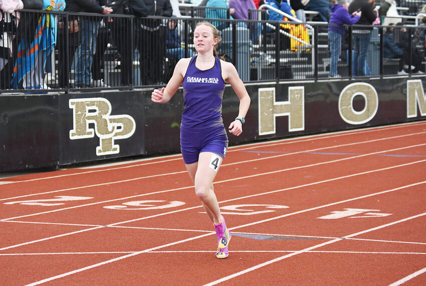 Pleasant Hill junior Brooke Beck wins the 400-meter dash, running the fastest time in the state in Class 4 at the Bob Thorpe Invitational on Friday. Later in the meet, Beck won the 200-meter dash and set a school record in doing so. Her winning time and new record is 25.32 seconds. She now owns three school records – the 200 dash, 400 dash and 800 run.