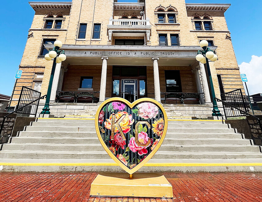 The KC Parade of Hearts for Harrisonville was delivered Tuesday afternoon to the southside of the Cass County Courthouse. The heart is one of dozens around the Kansas City metro.