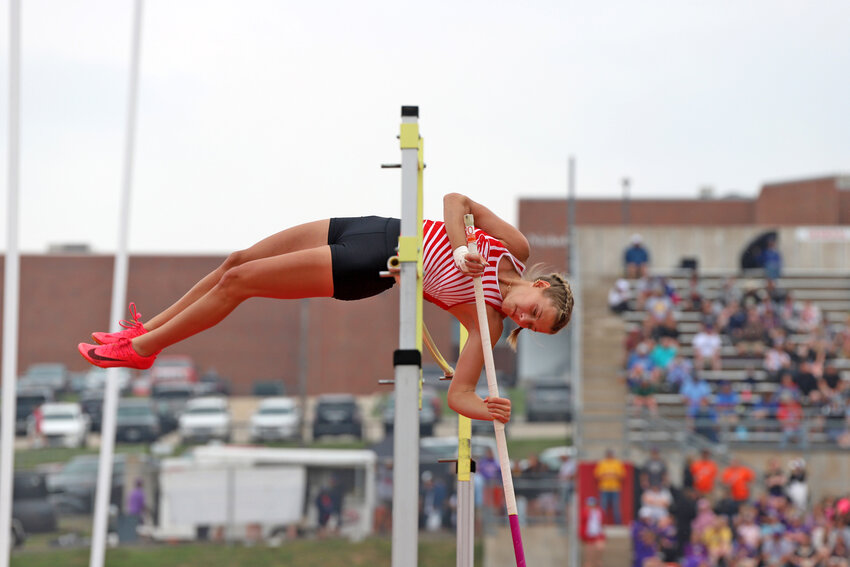 Archie junior Mollie Andrews broke the school record in the pole vault last weekend at the Class 2 sectional meet. She cleared 11 feet, 11 inches and won the event.