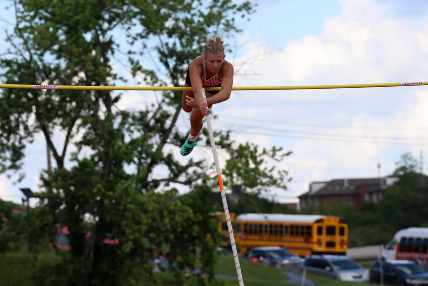 Archie junior Mollie Andrews clears 12 feet, 0.75 inches, breaking the Class 2 state track and field meet record. Andrews won the pole vault state title and medaled in both of her hurdle races, while battling a hip flexor injury all weekend.