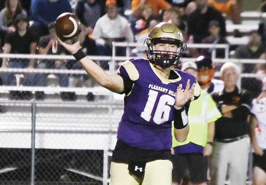 Pleasant Hill junior quarterback Sawyer Richcreek led the Roosters to a road win at Center on Friday night. The win clinched at least a share of the Missouri River Valley Conference West championship.
