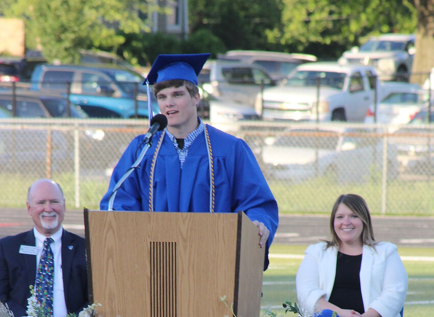 Case Melzer, a 2024 Harrisonville High School graduate, gave the student address during last spring’s commencement ceremony. HHS Principal Mark Rorvig and his staff have recommended adding the Latin honors system to the HHS handbook. If approved, it will take effect for next year’s freshman class.
