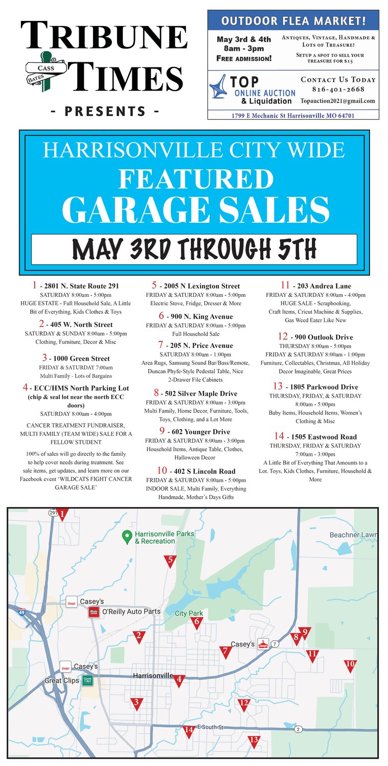 2024 Harrisonville city-wide garage sale map - Tribune and Times