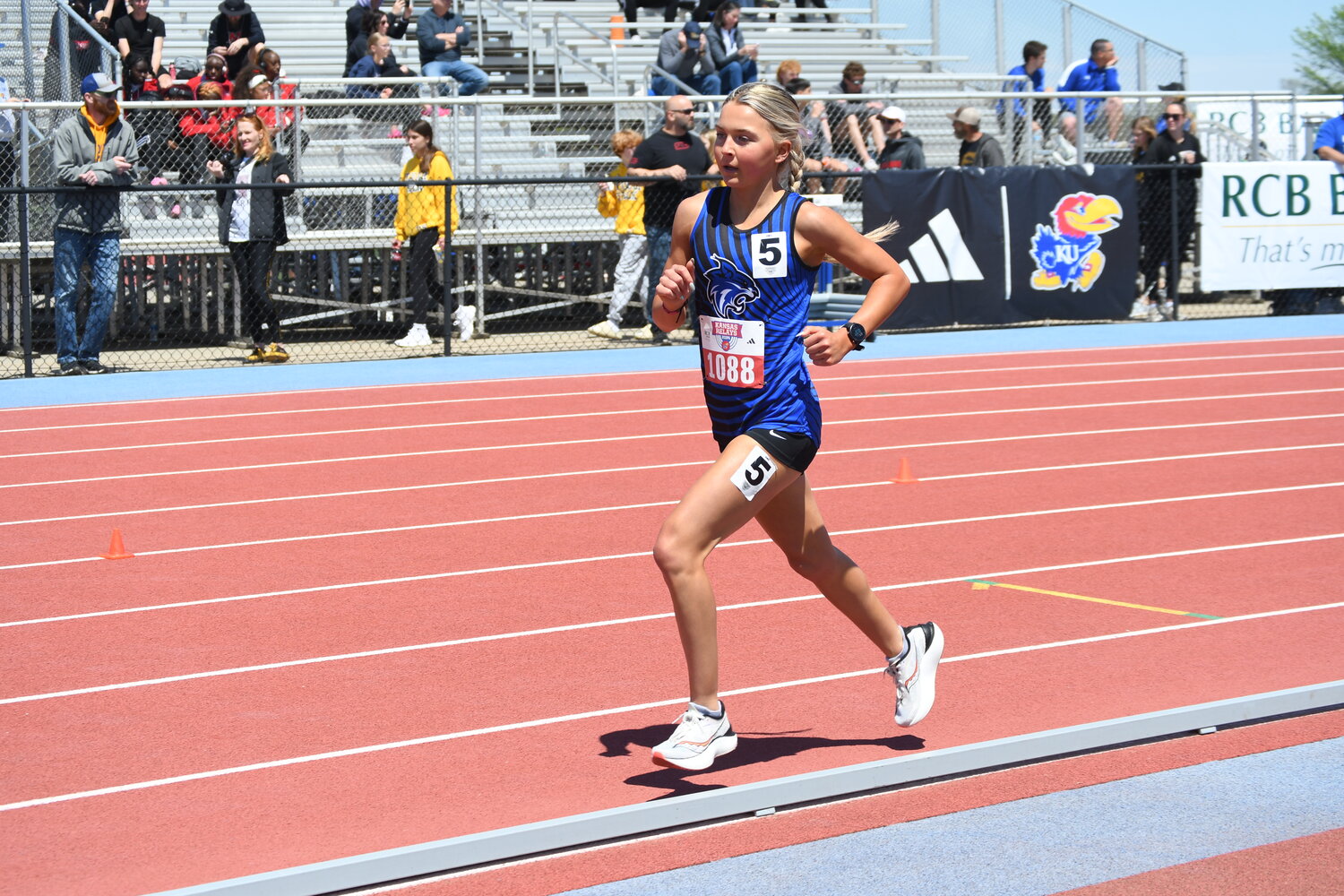 Harrisonville junior Kayleigh Norris once again broke her 1,600-meter run school record. She won the district 1,600 run in a time of 4:50.96 to break the record. She also won the 800- and 3,200-meter runs at the meet.