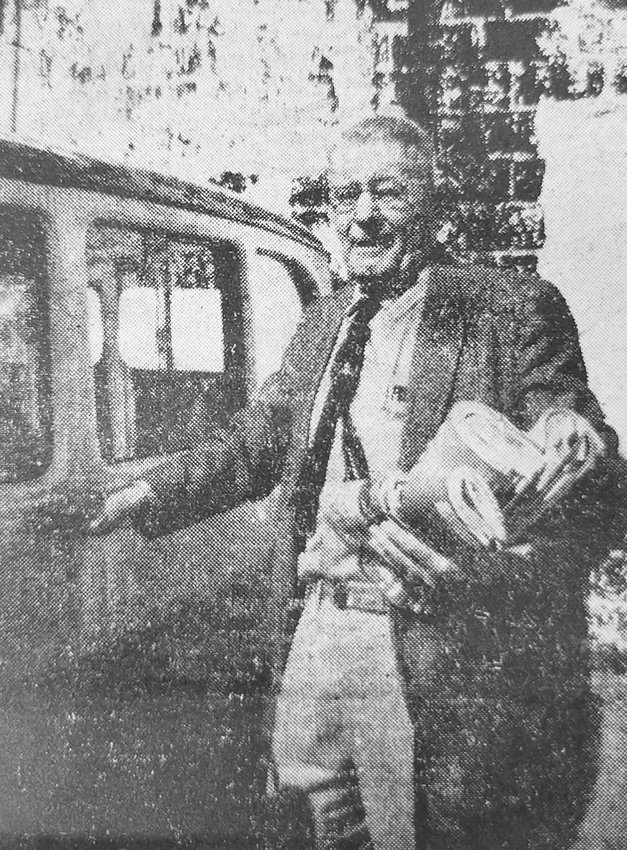 Week of April 26, 1962 &mdash; Charles W. Hickok prepares to make his last trip on rural route three on April 18th. He has worked 26 years for the post office in Ulysses, serving as postmaster from 1936 to 1949 and rural carrier from 1949 until his retirement.