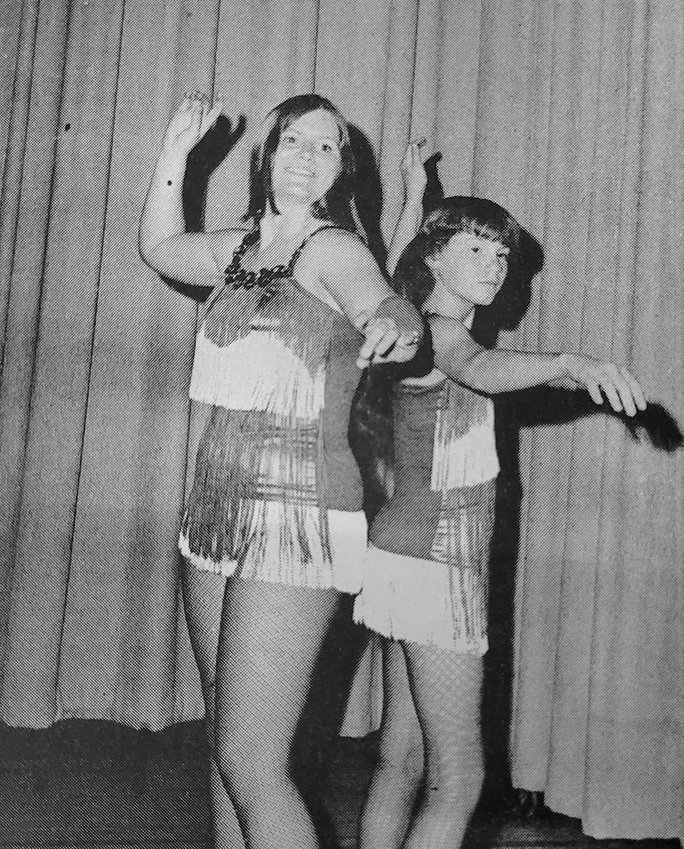 Week of May 4, 1972 &mdash; Gwen Tillotson and Julie Lowry are two of the girls from Ulysses studying dance under Mrs. Geraldine Knox of Garden City.