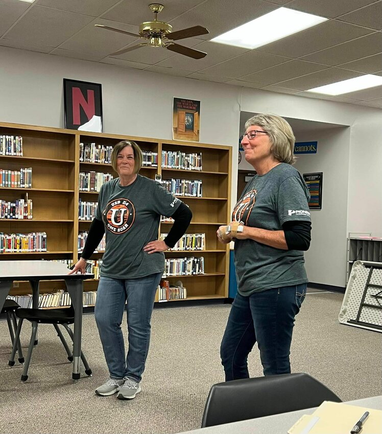 Susan Alexander, left, will be leaving Kepley middle school. Alexander, who was one of those recognized at an end of the year ceremony at KMS, served the district as an eighth grade science teacher.