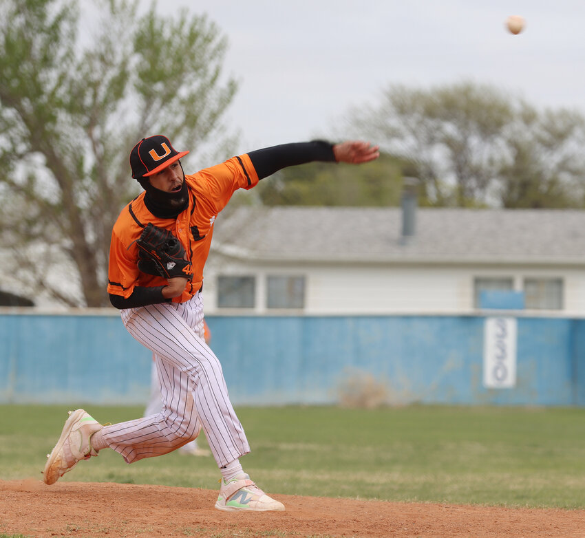 Armani Ysac pitches April 18 in Hooker, Oklahoma.