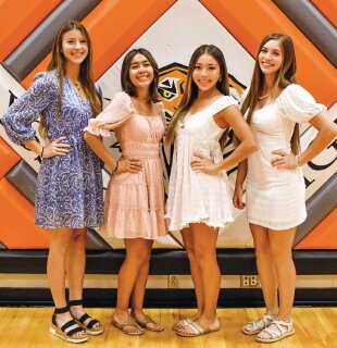 2024-25 Fall Homecoming Queen Candidates: Jovi Hauser, Sol Elizabeth Villar, Galilea Martinez, and Hanna Wolf.