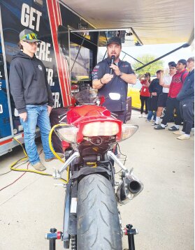 Students from Ulysses High School's auto program had the opportunity recently to learn via the Universal Technical Institute STEM trailer about engine performance tuning with a high performance motorcycle.