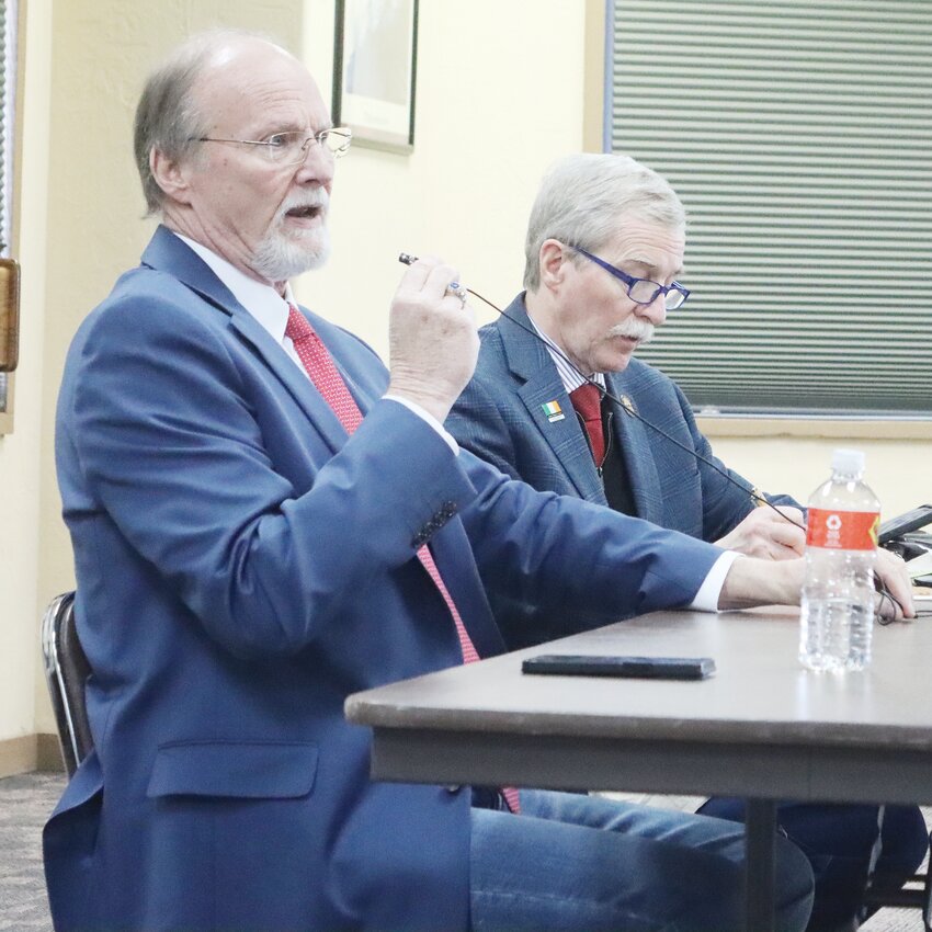 State representative Marty Long, left, and state senator Bill Clifford conducted their second of three Legislative coffees, Saturday.