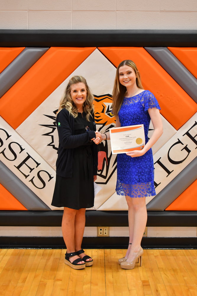 Senior Awards — Becca Rock was given the PEO STAR Scholarship by Kelley Baker on Friday, May 13, 2022.