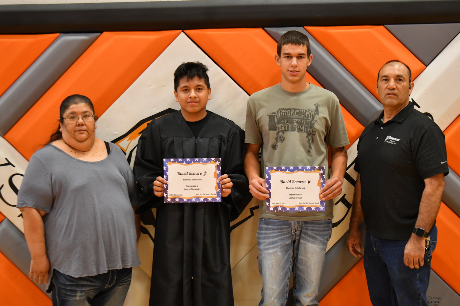 Senior Awards — Gabriel Hernandez and Chance Winner were given the David Romero Jr. Scholarship by Michelle and David Romero on Friday, May 13, 2022.