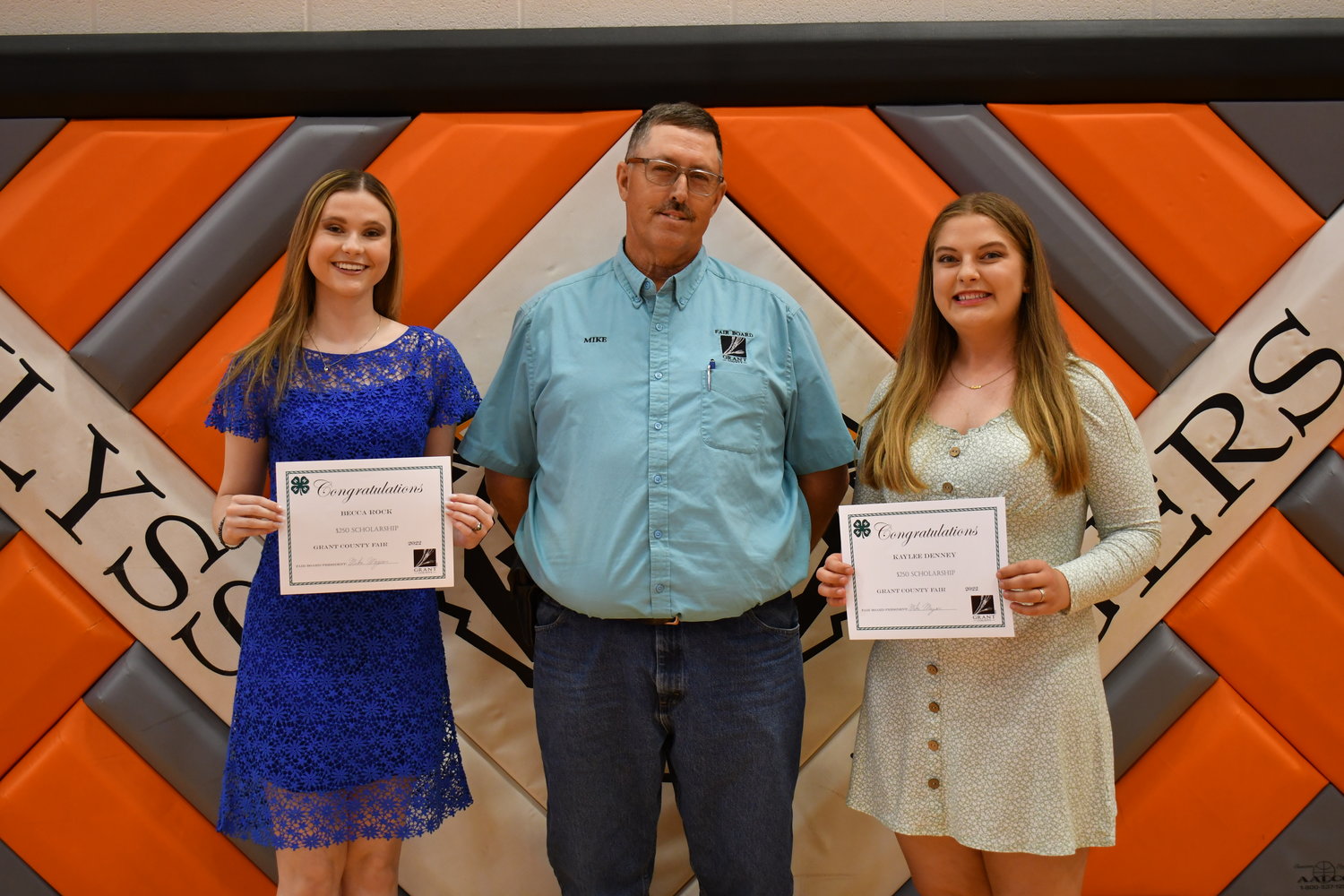 Senior Awards — Becca Rock and Kaylee Denney were given the Grant County Fair Board Scholarship by Mike Meyer on Friday, May 13, 2022.