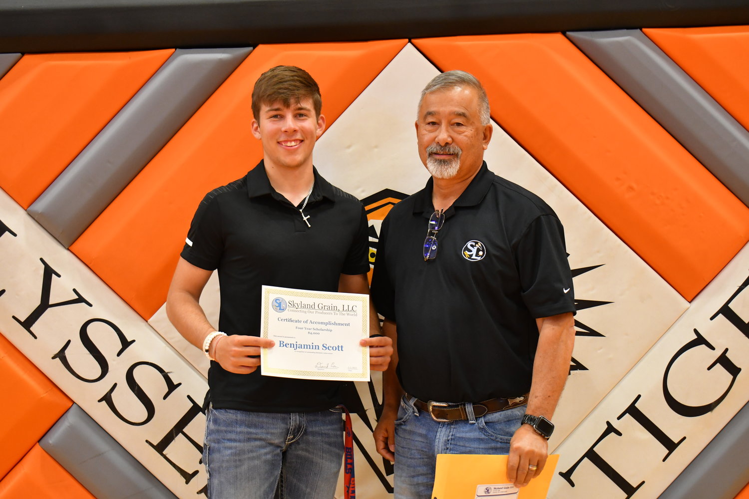 Senior Awards — Ben Scott was given the Skyland Grain College Scholarship by Tim Giesick on Friday, May 13, 2022.