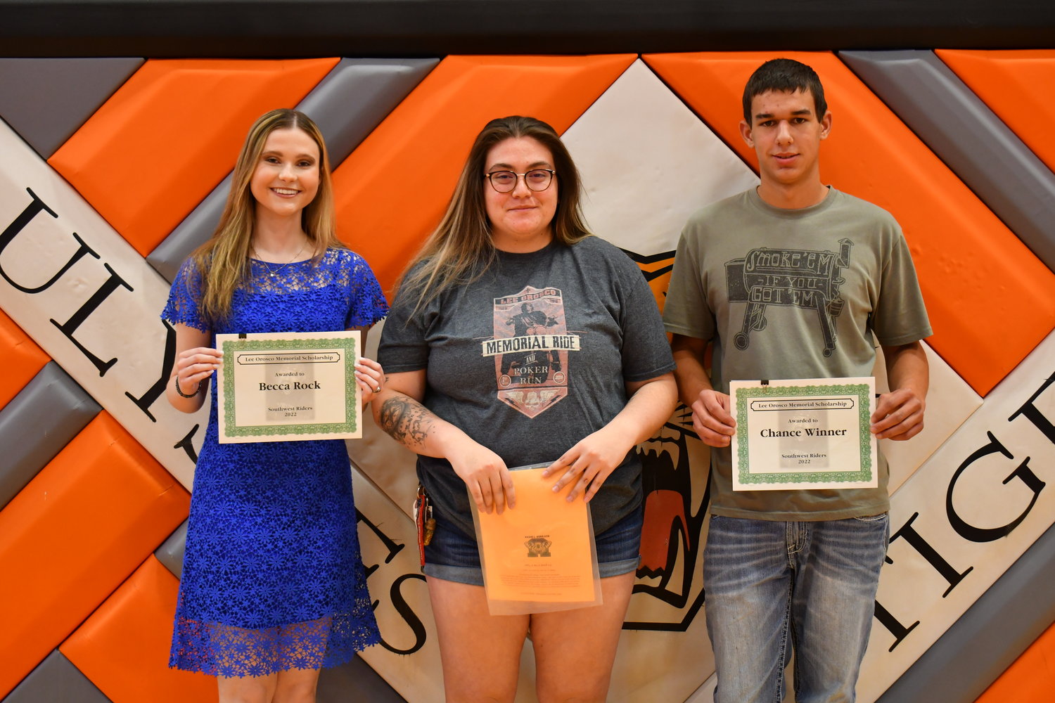 Senior Awards — Becca Rock and Chance Winner were given the SW Riders Lee Orosco Memorial Scholarship from Bailey Orosco on Friday, May 13, 2022.