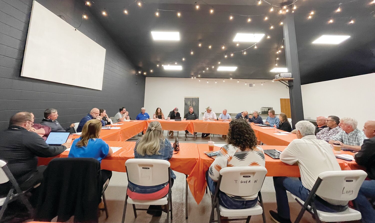 A joint meeting between the City of Ulysses, USD 214 Board of Trustees, Grant County Commission, Grant County Economic Development, and Grant County Chamber of Commerce took place June 3 at Bear Creek Coffee.