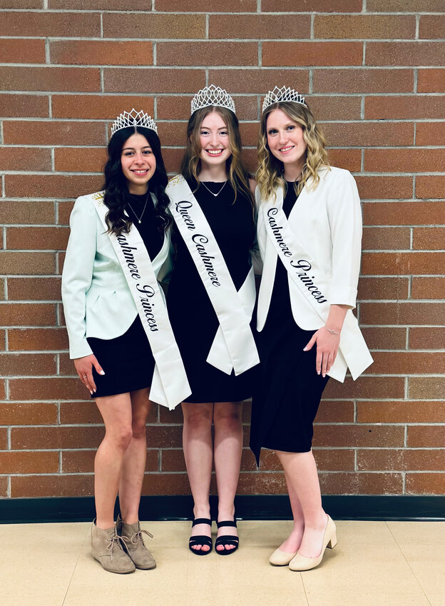 The Cashmere Royalty 2024-25 are (l to r) Princess Brianna Castro, Queen Kimberly Strong, Princess Emory Smith.