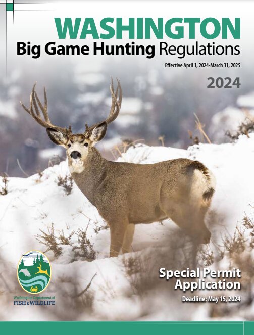 2024 Big Game Hunting Regulations featuring cover photo by Dallas Kathan.