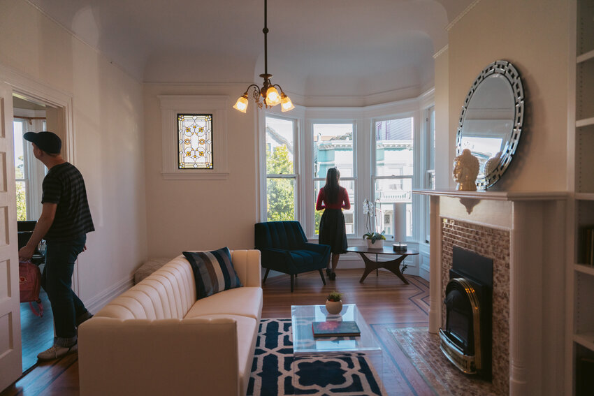 Prospective buyers attend an open house at a home in San Francisco on Saturday, Nov. 4, 2023.