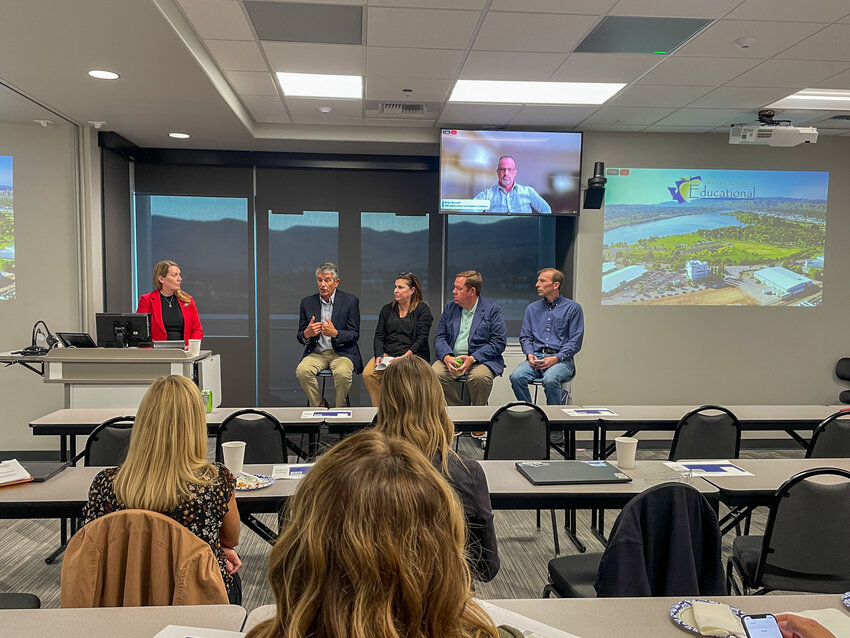 District 12 candidates left to right: Rep. Keith Goehner, Heather Koellen, Rep. Mike Stelle, and Daniel Scott. Brian Burnett attended via Zoom.