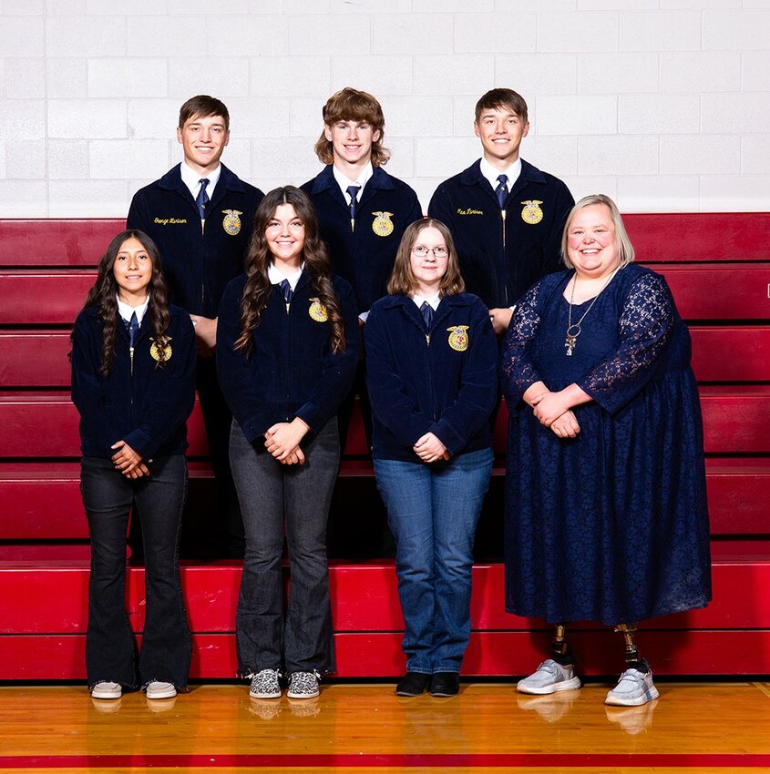 Mansfield FFA officers include back row from left: George Murison, Lukas Fletcher, and Max Murison. Front row from left: Kim De Los Santos, Eva Cooper, and Megan Wick.