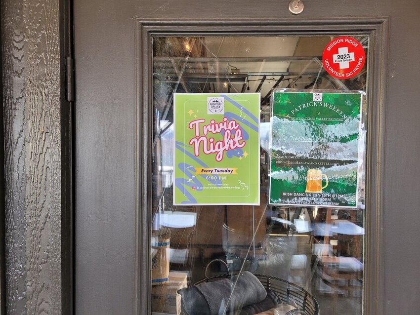 The door to Wenatchee Valley Brewing is familiar to thirsty Loop Trail walkers who stop for a beer and stay for a game.