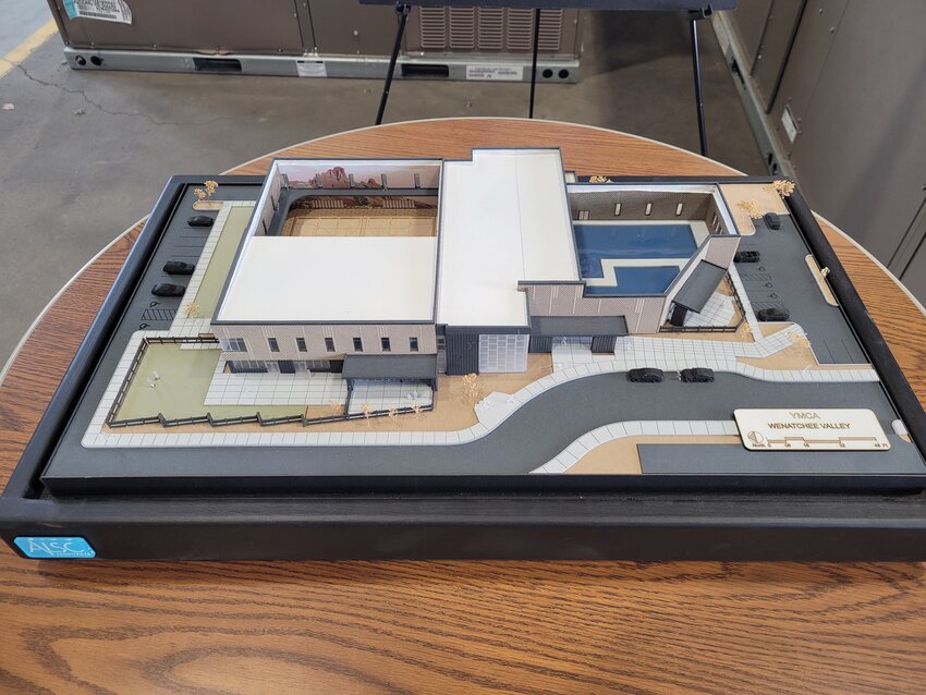 A scale model of the new YMCA from the groundbreaking ceremony. The vision gets even closer to being realized with a generous gift from the Carl & Betty Campbell Family.