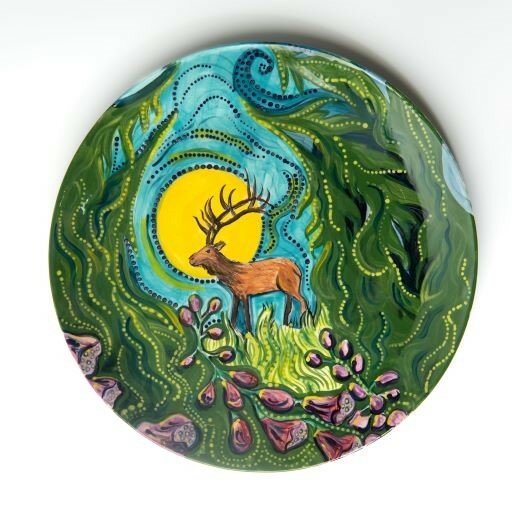Brooke Ivey: Summer Longing   (stylized elk in forest)