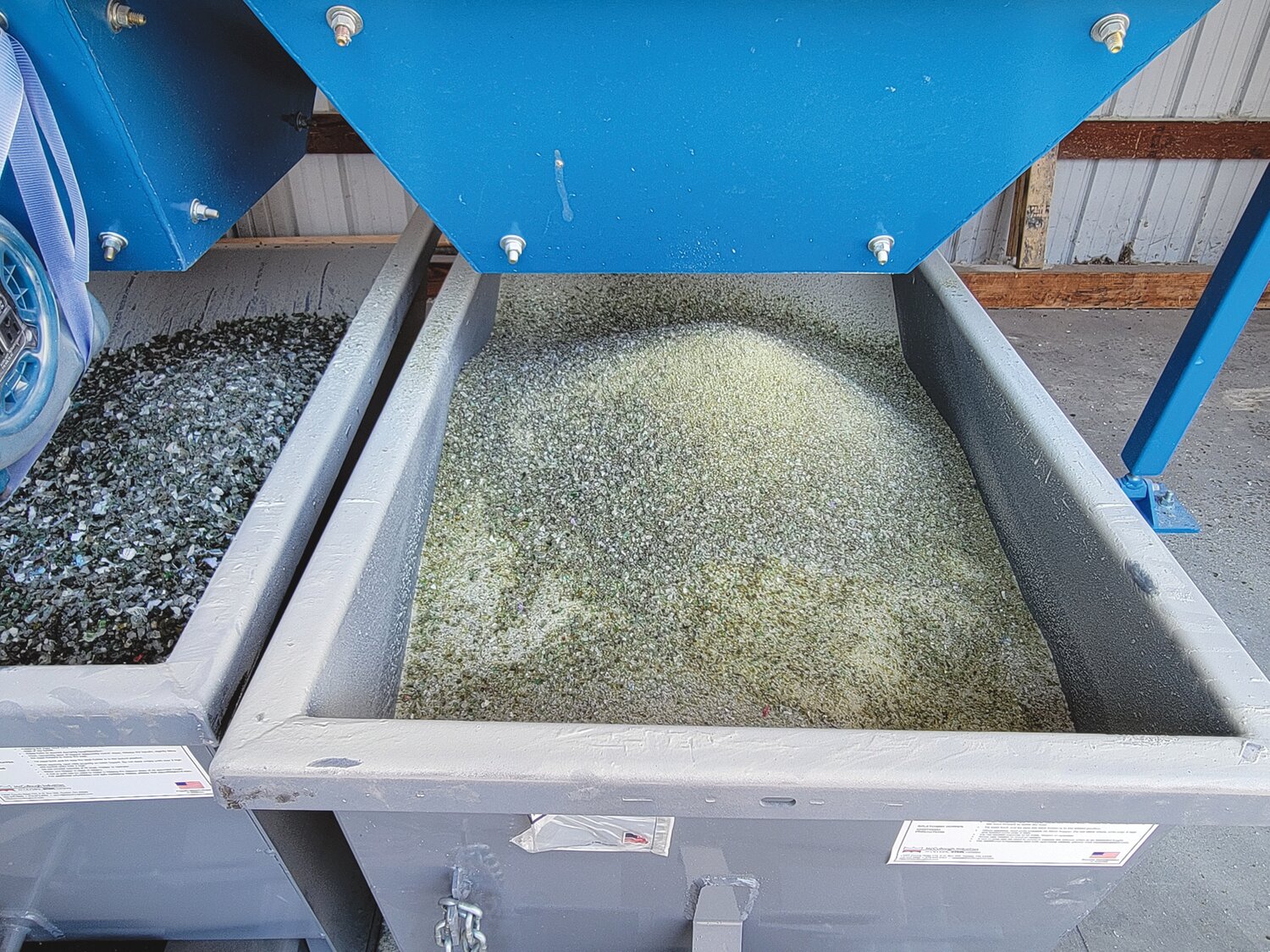 Your glass is pulverized by the machine and turned into extremely fine glass sand and a larger aggregate.
RuthEdna Keys/LCM File Photo