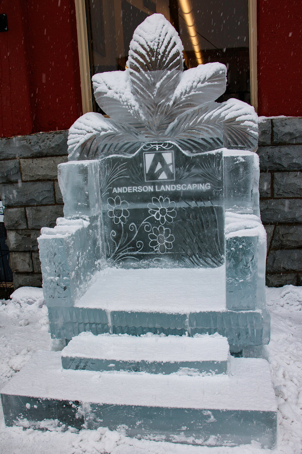 The Ice Throne has been created and is sitting in front of the museum, downtown Chelan.