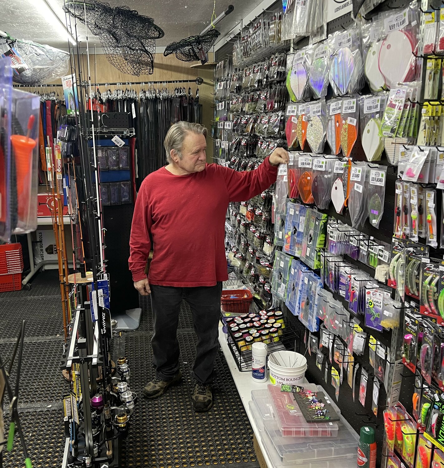 The shop carries a variety of lures and baits popular on local waters.