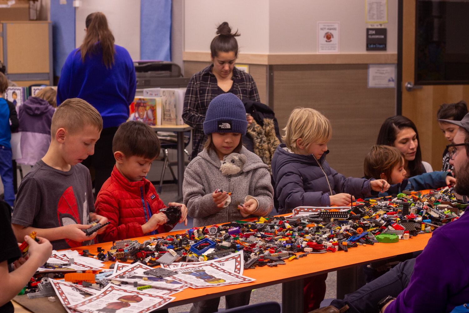 Students explore building and engineering through Legos.